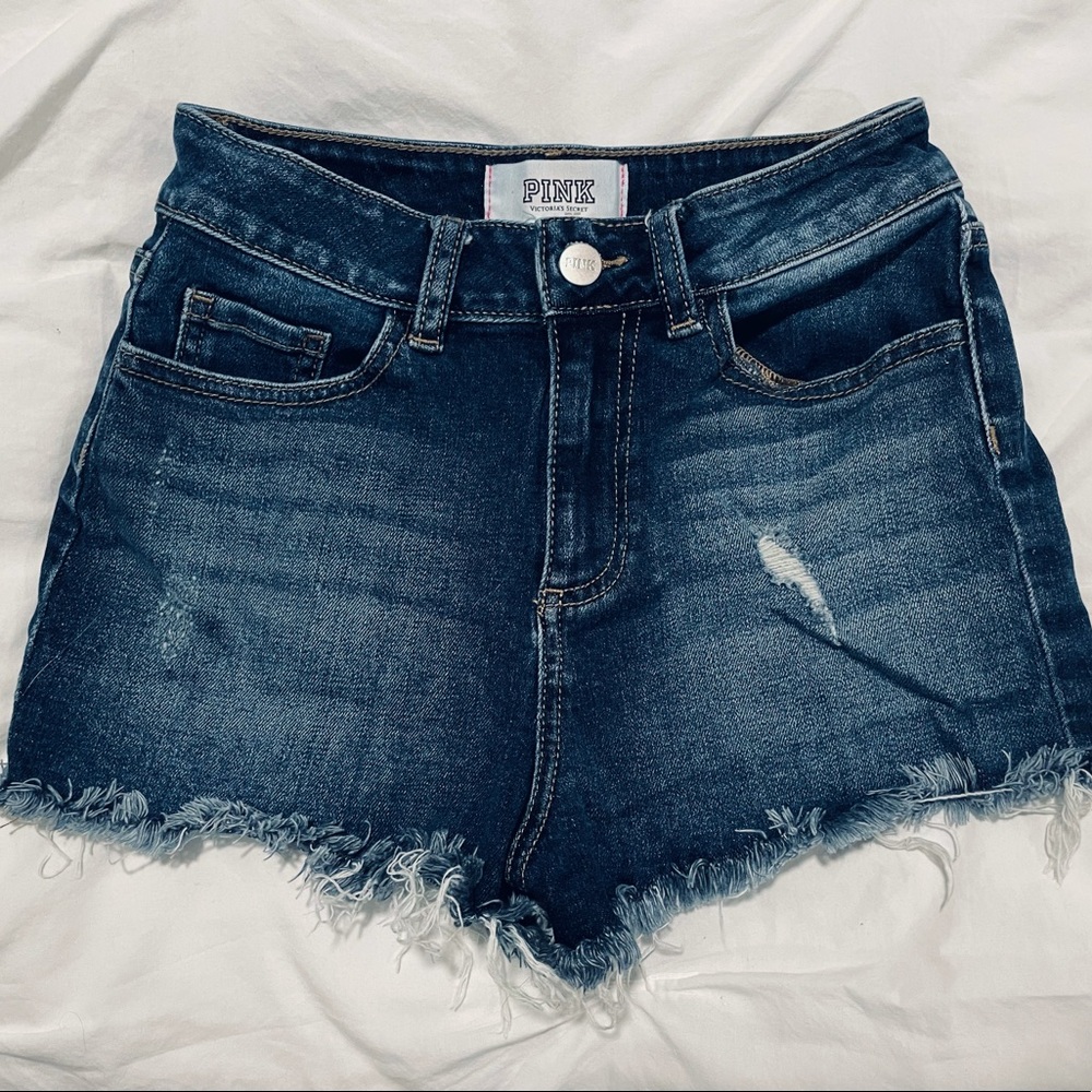 VSpink High waisted jean shorts with fringe